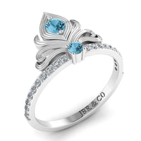 JBR Aladdin Flower Design Round Cut Cocktail Sterling Silver Ring - JBR Jeweler