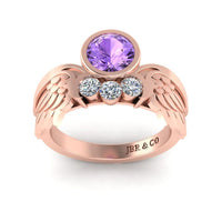 JBR Angel Wings Amethyst Sterling Silver Ring - JBR Jeweler