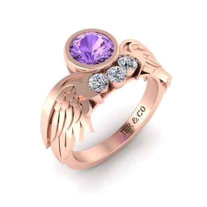 JBR Angel Wings Amethyst Sterling Silver Ring - JBR Jeweler