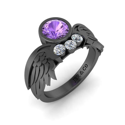 JBR Angel Wings Amethyst Sterling Silver Ring - JBR Jeweler