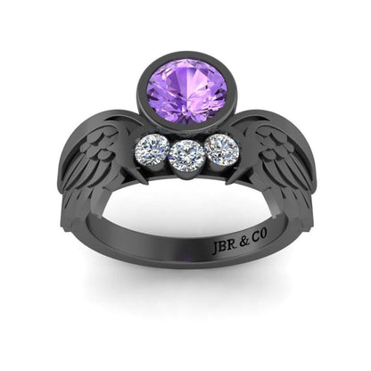 JBR Angel Wings Amethyst Sterling Silver Ring - JBR Jeweler