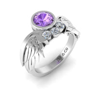 JBR Angel Wings Amethyst Sterling Silver Ring - JBR Jeweler