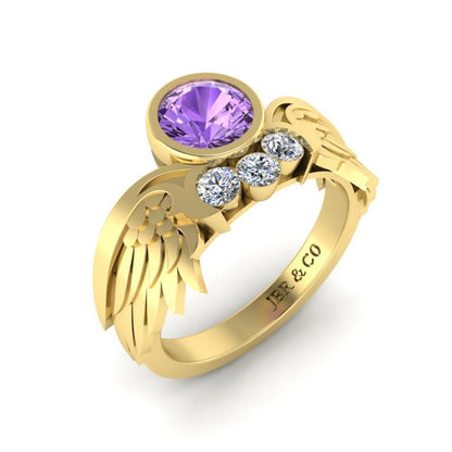 JBR Angel Wings Amethyst Sterling Silver Ring - JBR Jeweler