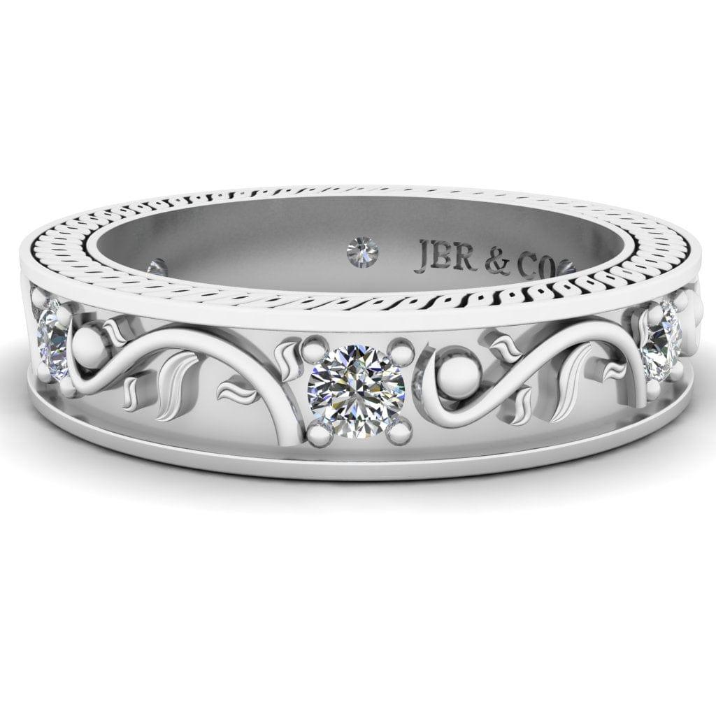 JBR Antique Design Round Cut Sterling Silver Women's Band - JBR Jeweler