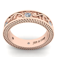 JBR Antique Design Round Cut Sterling Silver Women's Band - JBR Jeweler