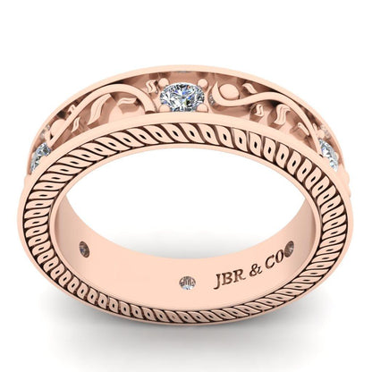 JBR Antique Design Round Cut Sterling Silver Women's Band - JBR Jeweler