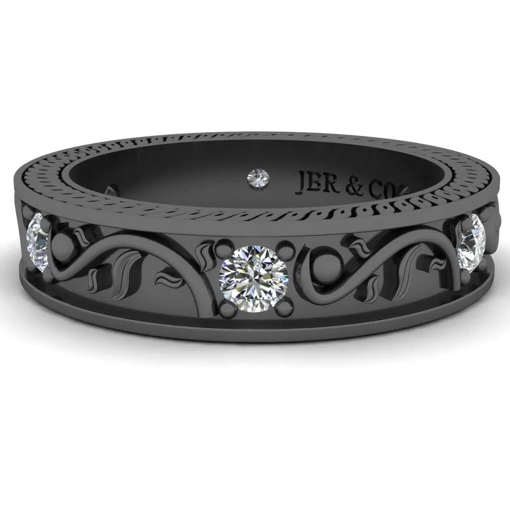 JBR Antique Design Round Cut Sterling Silver Women's Band - JBR Jeweler