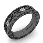 JBR Antique Design Round Cut Sterling Silver Women's Band - JBR Jeweler