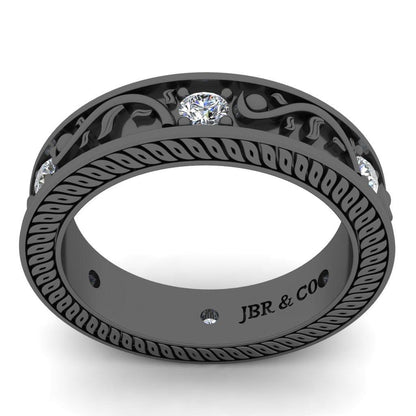 JBR Antique Design Round Cut Sterling Silver Women's Band - JBR Jeweler