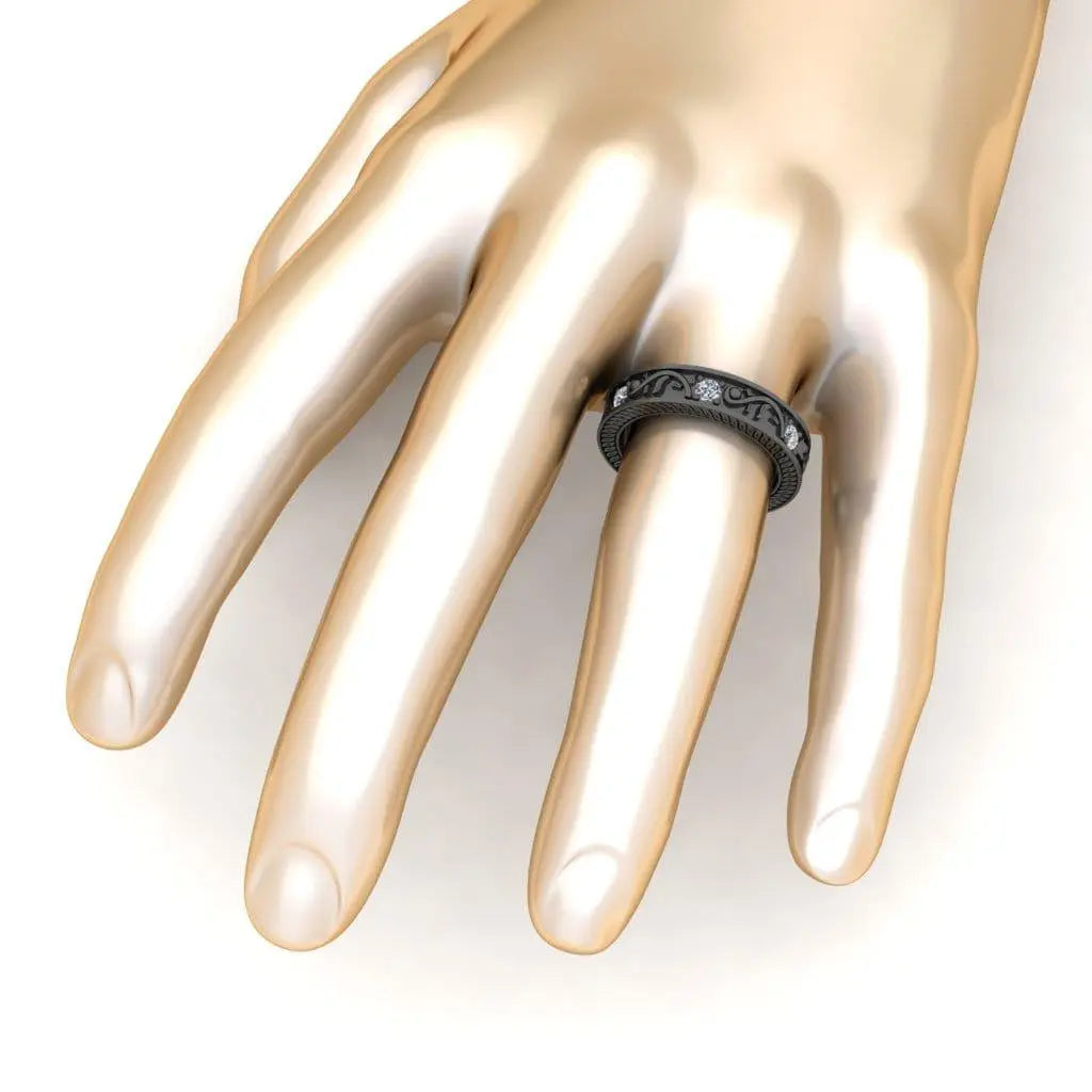 JBR Antique Design Round Cut Sterling Silver Women's Band - JBR Jeweler