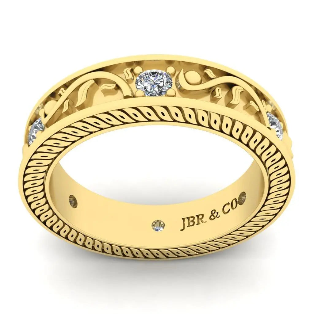 JBR Antique Design Round Cut Sterling Silver Women's Band - JBR Jeweler