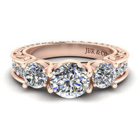 JBR AntiqueThree Stone Round Cut Sterling Silver Ring - JBR Jeweler