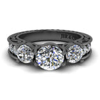 JBR AntiqueThree Stone Round Cut Sterling Silver Ring - JBR Jeweler