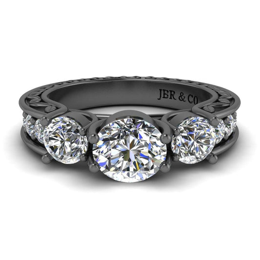 JBR AntiqueThree Stone Round Cut Sterling Silver Ring - JBR Jeweler