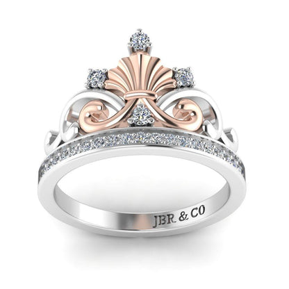 JBR Ariel Style Tiara Round Cut Sterling Silver Ring - JBR Jeweler