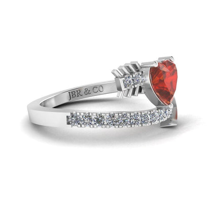 JBR Arrow Heart Cut Garnet 925 Sterling Silver Promise Rings - JBR Jeweler