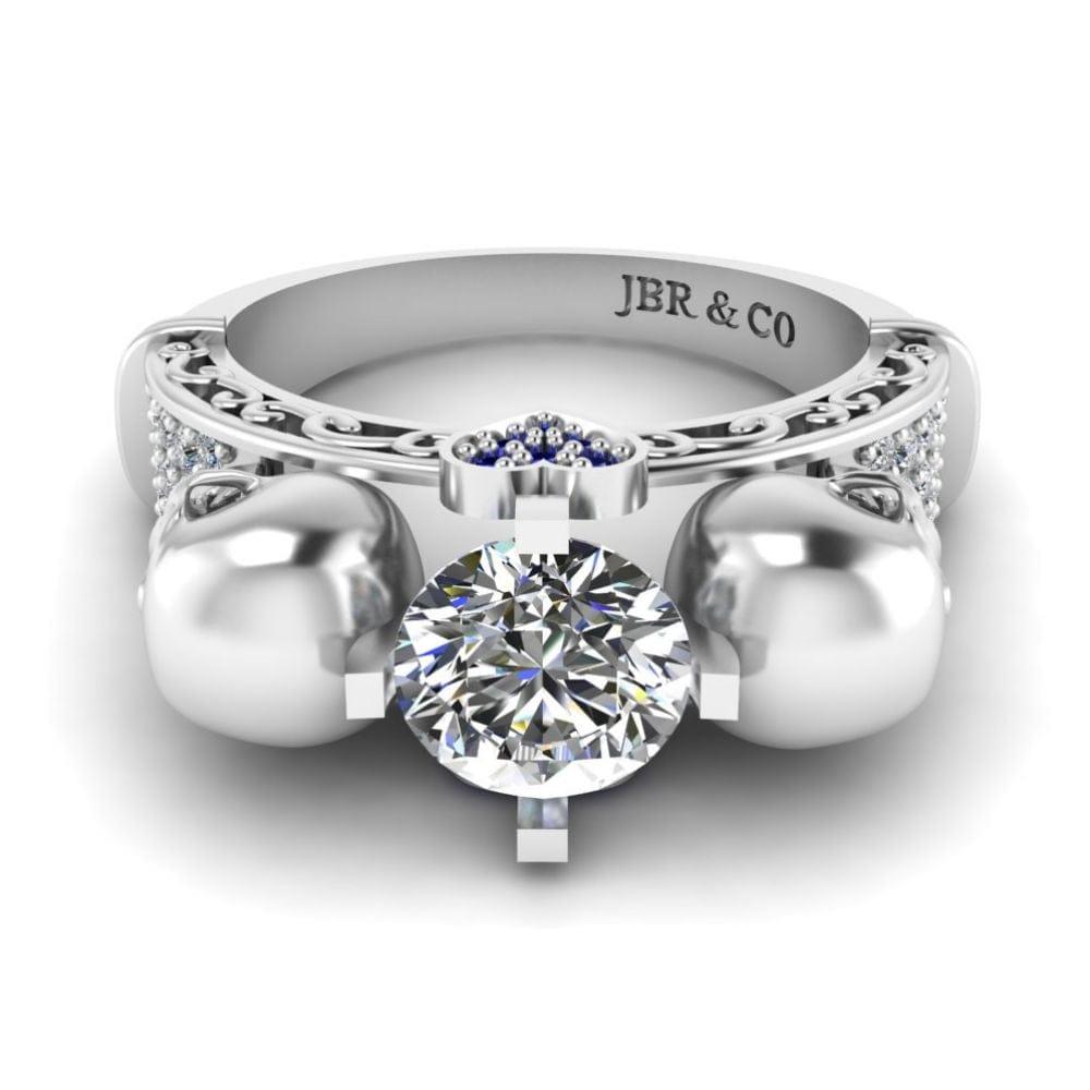 JBR Art Deco Skull S925 Engagement Ring For Women - JBR Jeweler