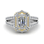 JBR Aurora Emerald Cut Double Halo Sterling Silver Engagement Ring - JBR Jeweler