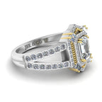 JBR Aurora Emerald Cut Double Halo Sterling Silver Engagement Ring - JBR Jeweler