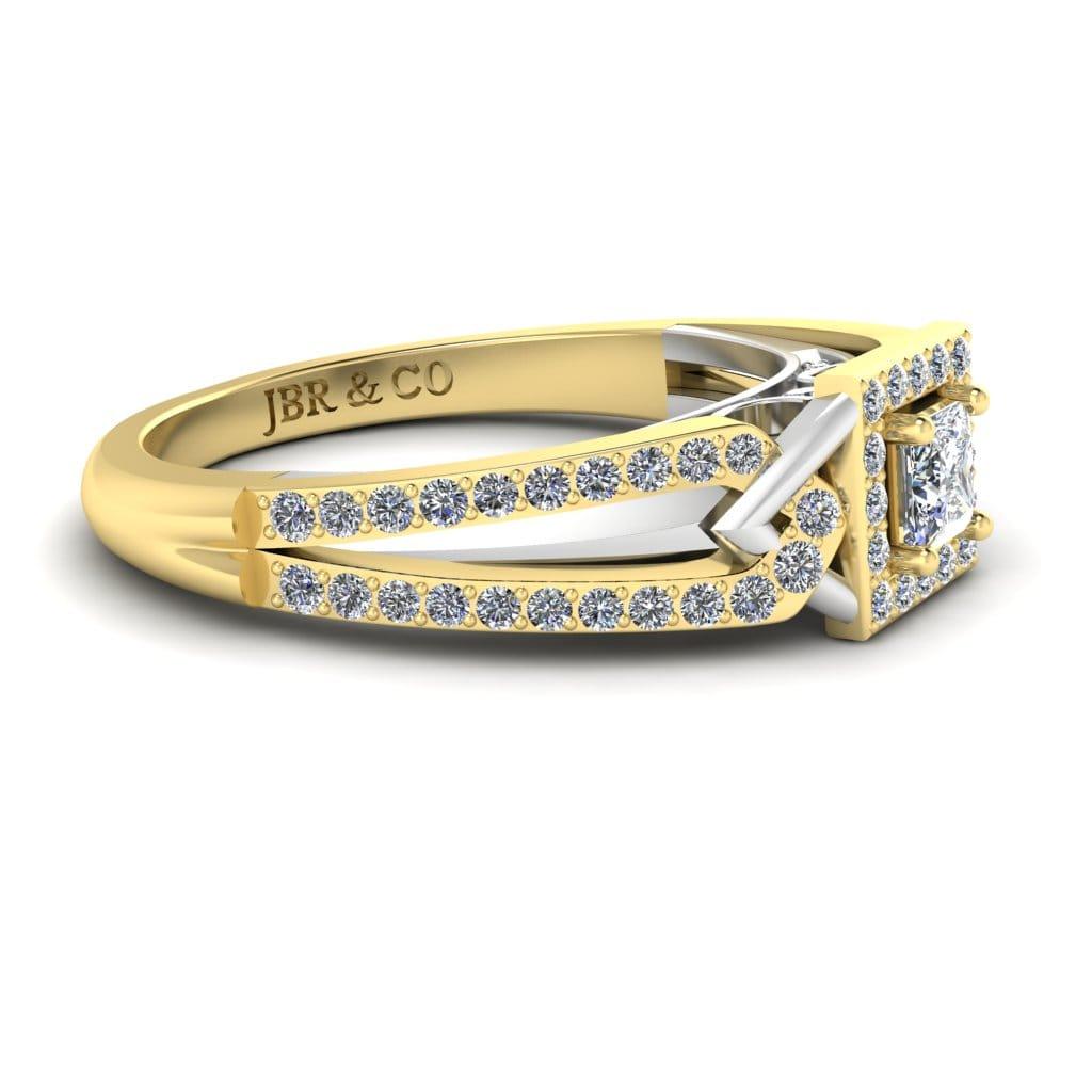 JBR Aurora Two Tone Princess Cut Sterling Silver Engagement Ring - JBR Jeweler
