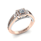 JBR Aurora Two Tone Princess Cut Sterling Silver Engagement Ring - JBR Jeweler