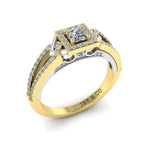 JBR Aurora Two Tone Princess Cut Sterling Silver Engagement Ring - JBR Jeweler