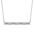JBR Bar Baguette & Round Cut Pendant Sterling Silver Necklace - JBR Jeweler