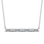 JBR Bar Baguette & Round Cut Pendant Sterling Silver Necklace - JBR Jeweler