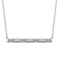 JBR Bar Baguette & Round Cut Pendant Sterling Silver Necklace - JBR Jeweler