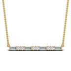 JBR Bar Baguette & Round Cut Pendant Sterling Silver Necklace - JBR Jeweler
