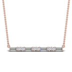 JBR Bar Baguette & Round Cut Pendant Sterling Silver Necklace - JBR Jeweler
