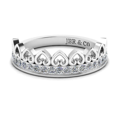 JBR Be Your Queen Crown Shape Round Cut Sterling Silver Ring - JBR Jeweler