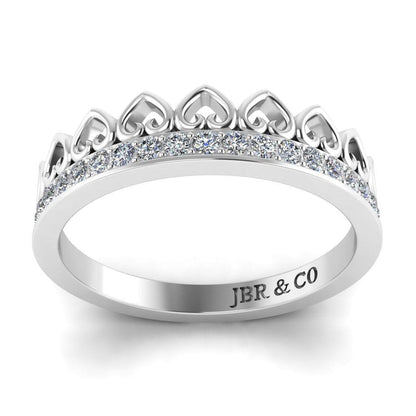 JBR Be Your Queen Crown Shape Round Cut Sterling Silver Ring - JBR Jeweler