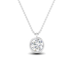 JBR Bezel Set Round Cut Diamond Sterling Silver Pendant - JBR Jeweler