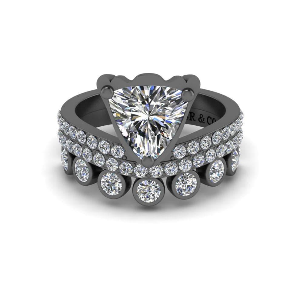 JBR Bezel Set Trillian Cut Sterling Silver Ring - JBR Jeweler