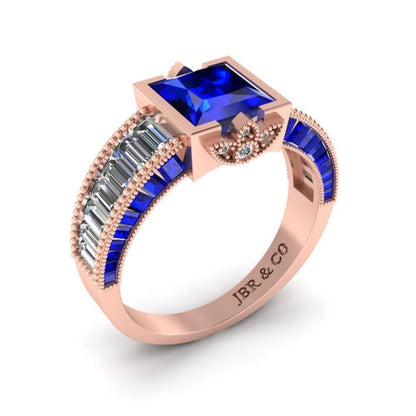 JBR Blue Sapphire Sterling Silver Engagement Ring - JBR Jeweler