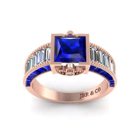 JBR Blue Sapphire Sterling Silver Engagement Ring - JBR Jeweler