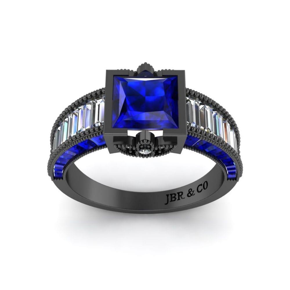 JBR Blue Sapphire Sterling Silver Engagement Ring - JBR Jeweler