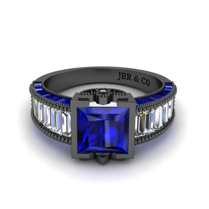 JBR Blue Sapphire Sterling Silver Engagement Ring - JBR Jeweler