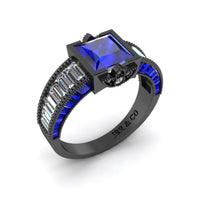 JBR Blue Sapphire Sterling Silver Engagement Ring - JBR Jeweler