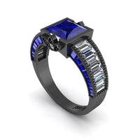 JBR Blue Sapphire Sterling Silver Engagement Ring - JBR Jeweler