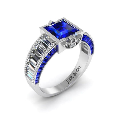 JBR Blue Sapphire Sterling Silver Engagement Ring - JBR Jeweler