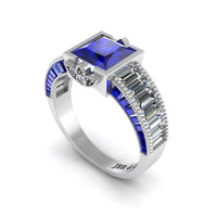 JBR Blue Sapphire Sterling Silver Engagement Ring - JBR Jeweler