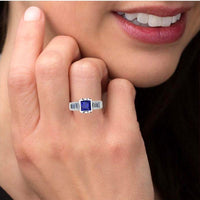 JBR Blue Sapphire Sterling Silver Engagement Ring - JBR Jeweler