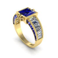 JBR Blue Sapphire Sterling Silver Engagement Ring - JBR Jeweler