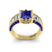 JBR Blue Sapphire Sterling Silver Engagement Ring - JBR Jeweler