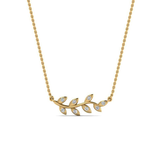 JBR Branch Leaf Necklace With Diamond In Sterling Silver - JBR Jeweler