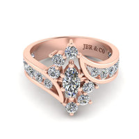 JBR Bypass Marquise around Round Diamonds S925 Wedding Ring - JBR Jeweler