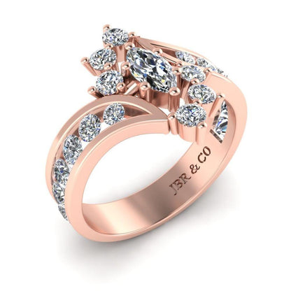 JBR Bypass Marquise around Round Diamonds S925 Wedding Ring - JBR Jeweler