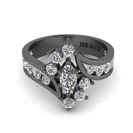 JBR Bypass Marquise around Round Diamonds S925 Wedding Ring - JBR Jeweler